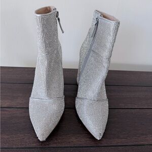 Steve Madden Silver Rhinestone Heeled Boots